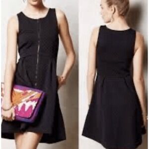 Anthropologie Liefsdottir Womens 8 Zip Front Fit n Flare Dress Black Polka Dot